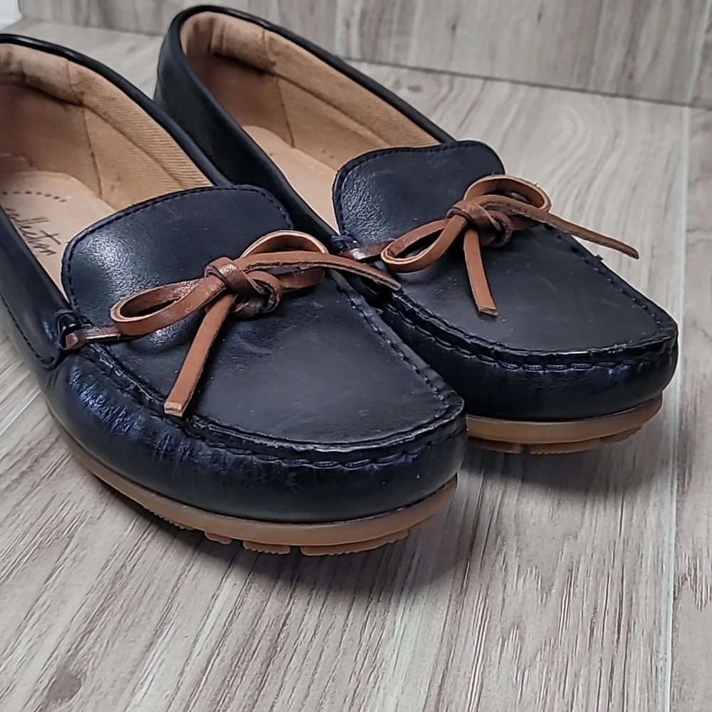 Clarks Collection Ultimate Comfort Women’s Black Leather Boat Shoes - Picture 5 of 10